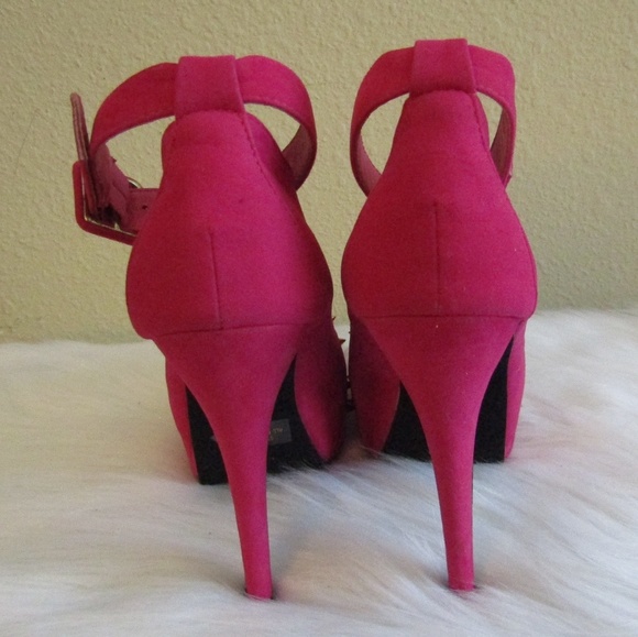 Hot Pink gold Spiked Heels - Picture 3 of 5